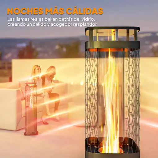 Estufa de Pellets 6.86 KW sin Electricidad con Tubo de Vidrio Negro Outsunny