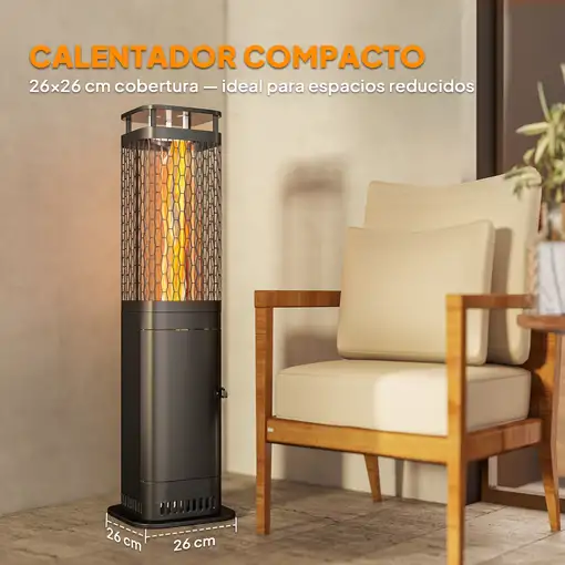 Estufa de Pellets 6.86 KW sin Electricidad con Tubo de Vidrio Negro Outsunny