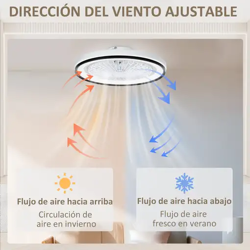 Ventilador de Techo con Luz LED 48,5 W Motor DC Reversible Blanco HOMCOM