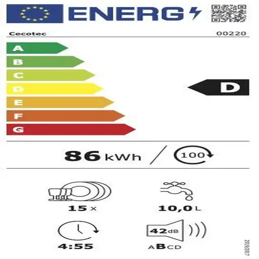 Lavavajillas 600 mm 15 place settings 00220 CECOTEC