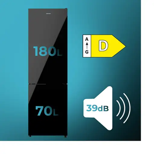 Nevera y congelador Independiente 250 L Negro 02144 CECOTEC