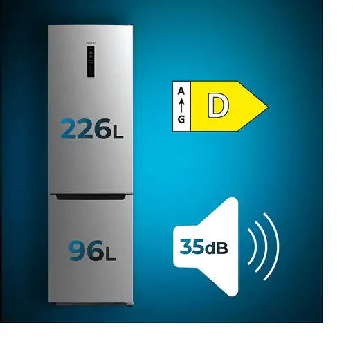 Nevera y congelador Independiente 322 L Acero inoxidable 02423 CECOTEC