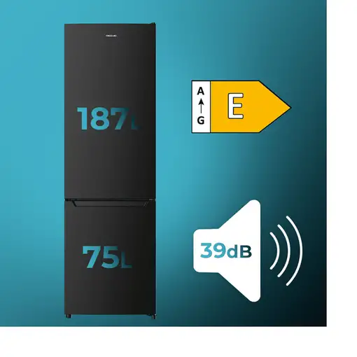 Nevera y congelador Independiente 262 L Negro 02136 CECOTEC