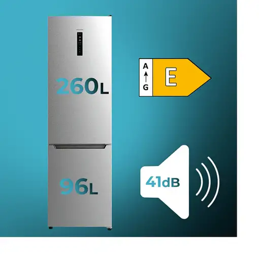 Nevera y congelador Independiente 356 L Acero inoxidable 02147 CECOTEC