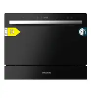 Lavavajillas compacto negro 6 cubiertos, Black Glass Bolero Aguazero 2400 CECOTEC