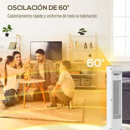 Calefactor Eléctrico Bajo Consumo 2000W con 3 Modos Termostato Regulable HOMCOM