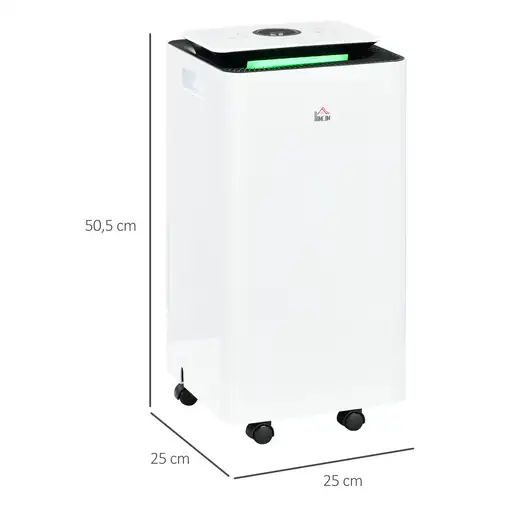 Deshumidificador Eléctrico con 5 Modos 10L/día 200W 25x25x50,5 cm Blanco HOMCOM