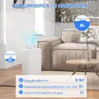 Deshumidificador Eléctrico 12L/día Depósito de Agua 2,5L Blanco HOMCOM Deshumidificador Eléctrico 12L/día Depósito de Agua 2,5L Blanco HOMCOM
