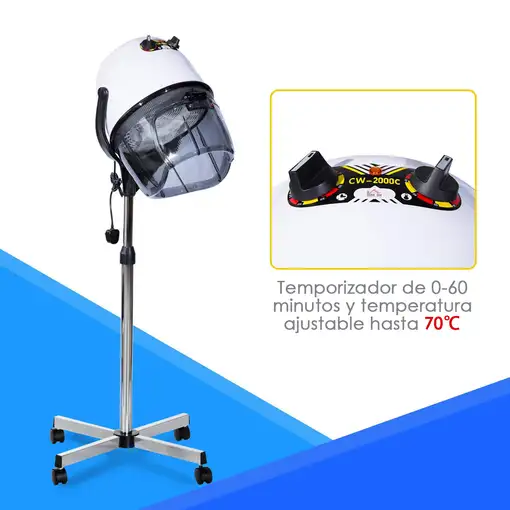 Profesional Campana Casco Secador Pelo 1180W Máximo 70ºC Capucha Tripode HOMCOM