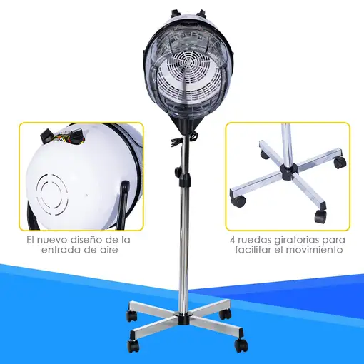 Profesional Campana Casco Secador Pelo 1180W Máximo 70ºC Capucha Tripode HOMCOM