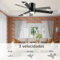 Ventilador de Techo 48W con Luz LED Mando a Distancia y 3 Aspas de Madera HOMCOM Ventilador de Techo 48W con Luz LED Mando a Distancia y 3 Aspas de Madera HOMCOM