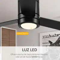 Ventilador de Techo 48W con Luz LED Mando a Distancia y 3 Aspas de Madera HOMCOM Ventilador de Techo 48W con Luz LED Mando a Distancia y 3 Aspas de Madera HOMCOM