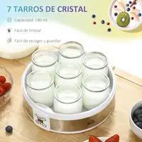 Yogurtera 20W 1,26L con 7 Tarros de Cristal de 180 ml 24x24x13 cm Blanco HOMCOM Yogurtera 20W 1,26L con 7 Tarros de Cristal de 180 ml 24x24x13 cm Blanco HOMCOM