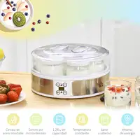 Yogurtera 20W 1,26L con 7 Tarros de Cristal de 180 ml 24x24x13 cm Blanco HOMCOM Yogurtera 20W 1,26L con 7 Tarros de Cristal de 180 ml 24x24x13 cm Blanco HOMCOM
