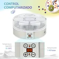 Yogurtera 20W 1,26L con 7 Tarros de Cristal de 180 ml 24x24x13 cm Blanco HOMCOM Yogurtera 20W 1,26L con 7 Tarros de Cristal de 180 ml 24x24x13 cm Blanco HOMCOM