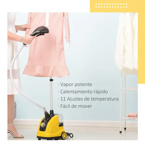 Plancha Vapor Vertical Temperatura Ajustable 2Niveles Depósito 1.4L 1800W HOMCOM