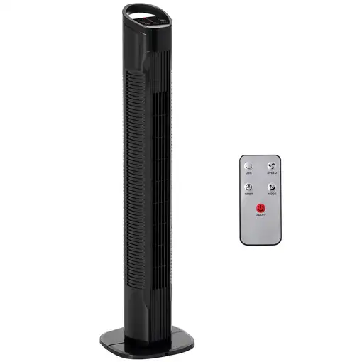 Ventilador de Torre 50W con Mando a Distancia Ø20x78,5 cm Negro HOMCOM