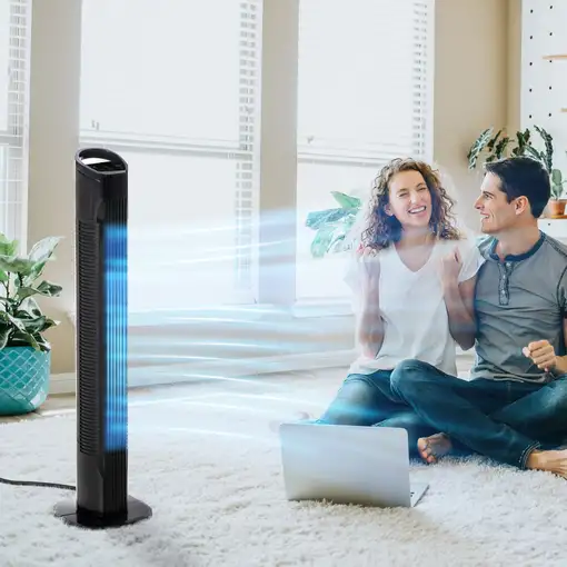 Ventilador de Torre 50W con Mando a Distancia Ø20x78,5 cm Negro HOMCOM