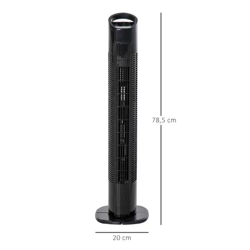 Ventilador de Torre 50W con Mando a Distancia Ø20x78,5 cm Negro HOMCOM