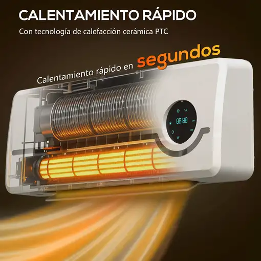 Calefactor de Pared 2000W con Control Remoto Pantalla LED y Temporizador HOMCOM