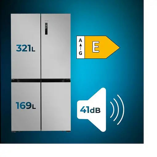 Cecotec 02455 nevera puerta lado a lado Independiente 490 L Acero inoxidable
