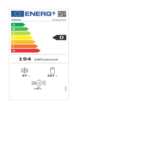 Nevera y congelador Independiente 304 L Blanco RB390N4DWD HISENSE