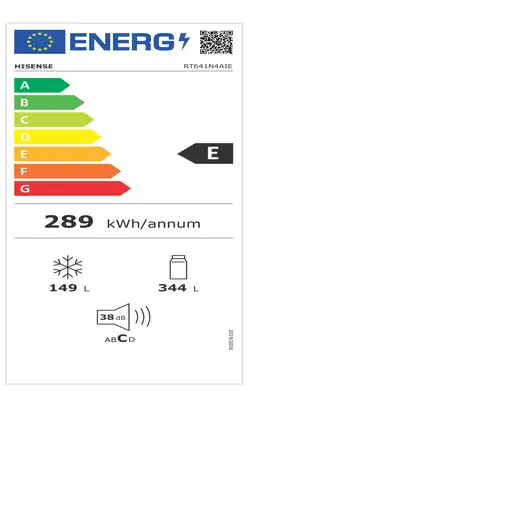 Nevera y congelador Independiente 493 L Acero inoxidable RT641N4AIE HISENSE