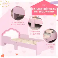 Cama Infantil 70x140 cm con Barrera Anticaídas y Somier Rosa ZONEKIZ Cama Infantil 70x140 cm con Barrera Anticaídas y Somier Rosa ZONEKIZ