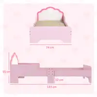 Cama Infantil 70x140 cm con Barrera Anticaídas y Somier Rosa ZONEKIZ Cama Infantil 70x140 cm con Barrera Anticaídas y Somier Rosa ZONEKIZ