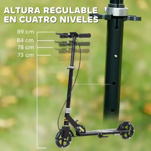 Patinete Plegable para Niños de 3-8 Años 2 Ruedas con LED Luces Negro AIYAPLAY