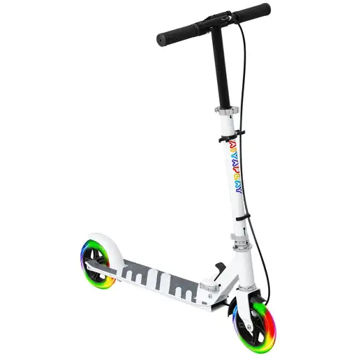 Patinete Plegable para Niños de 3-8 Años 2 Ruedas con LED Luces Blanco AIYAPLAY Patinete Plegable para Niños de 3-8 Años 2 Ruedas con LED Luces Blanco AIYAPLAY