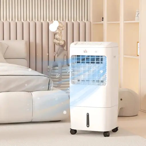Enfriador de Aire Portátil 3 en 1 Control Remoto 37x32x78 cm Blanco HOMCOM