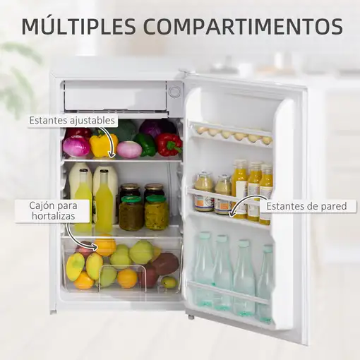 Mini Refrigerador 91L con Estante Ajustable Compartimento Congelador HOMCOM