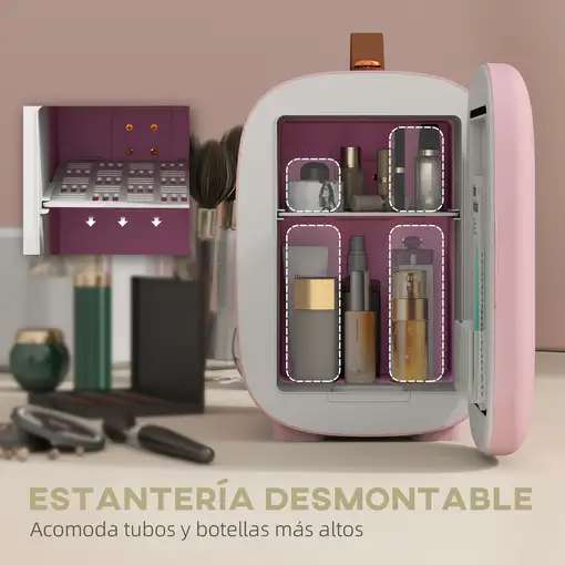 Nevera Pequeña 4L para Enfriar y Calentar 20,3x26,3x28 cm Rosa HOMCOM