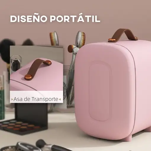 Nevera Pequeña 4L para Enfriar y Calentar 20,3x26,3x28 cm Rosa HOMCOM