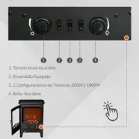 Chimenea Eléctrica 900/1800W Llama Simulada y Termostato 39x26x54,8 cm HOMCOM Chimenea Eléctrica 900/1800W Llama Simulada y Termostato 39x26x54,8 cm HOMCOM