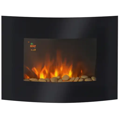 Chimenea Eléctrica de Pared Llamas Simulada Mando a Distancia 900W/1800W HOMCOM Chimenea Eléctrica de Pared Llamas Simulada Mando a Distancia 900W/1800W HOMCOM