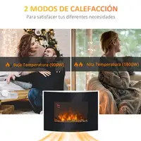Chimenea Eléctrica de Pared Llamas Simulada Mando a Distancia 900W/1800W HOMCOM Chimenea Eléctrica de Pared Llamas Simulada Mando a Distancia 900W/1800W HOMCOM