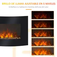 Chimenea Eléctrica de Pared Llamas Simulada Mando a Distancia 900W/1800W HOMCOM Chimenea Eléctrica de Pared Llamas Simulada Mando a Distancia 900W/1800W HOMCOM