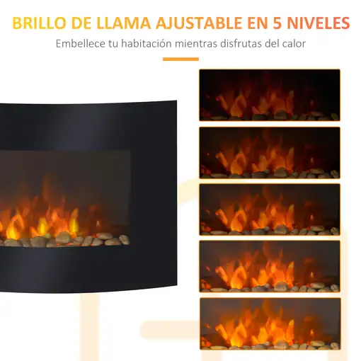 Chimenea Eléctrica de Pared Llamas Simulada Mando a Distancia 900W/1800W HOMCOM