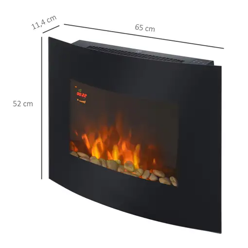 Chimenea Eléctrica de Pared Llamas Simulada Mando a Distancia 900W/1800W HOMCOM