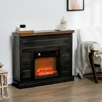 Chimenea Eléctrica 1800W con Efecto de Llama para Sala 30 m² Gris Oscuro HOMCOM Chimenea Eléctrica 1800W con Efecto de Llama para Sala 30 m² Gris Oscuro HOMCOM