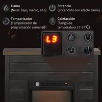 Chimenea Eléctrica 1800W con Efecto de Llama para Sala 30 m² Gris Oscuro HOMCOM Chimenea Eléctrica 1800W con Efecto de Llama para Sala 30 m² Gris Oscuro HOMCOM