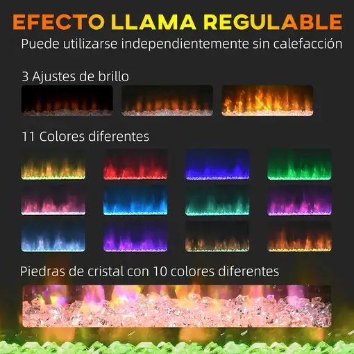 Chimenea Eléctrica Silencioso 1000W/2000W 98x27x54,5 cm Blanco HOMCOM