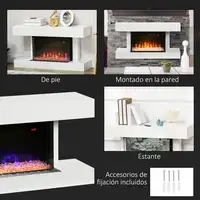 Chimenea Eléctrica Silencioso 1000W/2000W 98x27x54,5 cm Blanco HOMCOM Chimenea Eléctrica Silencioso 1000W/2000W 98x27x54,5 cm Blanco HOMCOM