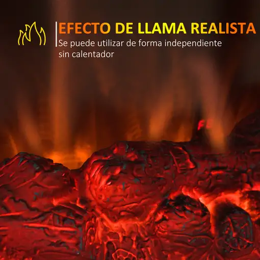 Chimenea Eléctrica Pie 1000/2000W Movible Decorativo Llama LED Termostato HOMCOM