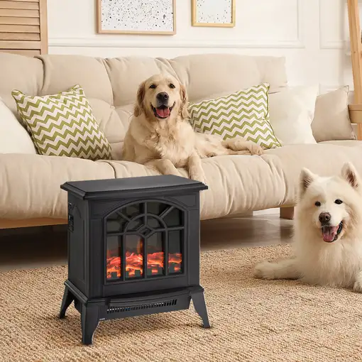 Chimenea Eléctrica Pie 1000/2000W Movible Decorativo Llama LED Termostato HOMCOM