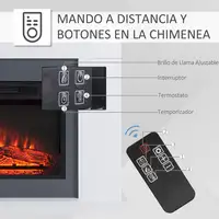 Chimenea Eléctrica 1800W-2000W con Mando Llama Ajustable Termostato HOMCOM Chimenea Eléctrica 1800W-2000W con Mando Llama Ajustable Termostato HOMCOM