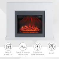 Chimenea Eléctrica 1800W-2000W con Mando Llama Ajustable Termostato HOMCOM Chimenea Eléctrica 1800W-2000W con Mando Llama Ajustable Termostato HOMCOM