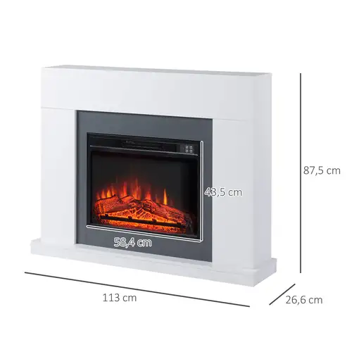 Chimenea Eléctrica 1800W-2000W con Mando Llama Ajustable Termostato HOMCOM